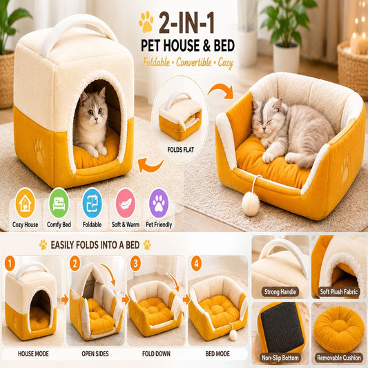 2-in-1 Pet Bed & House