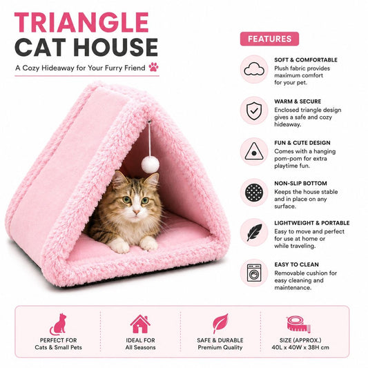 Pink Cozy Triangle Cat House