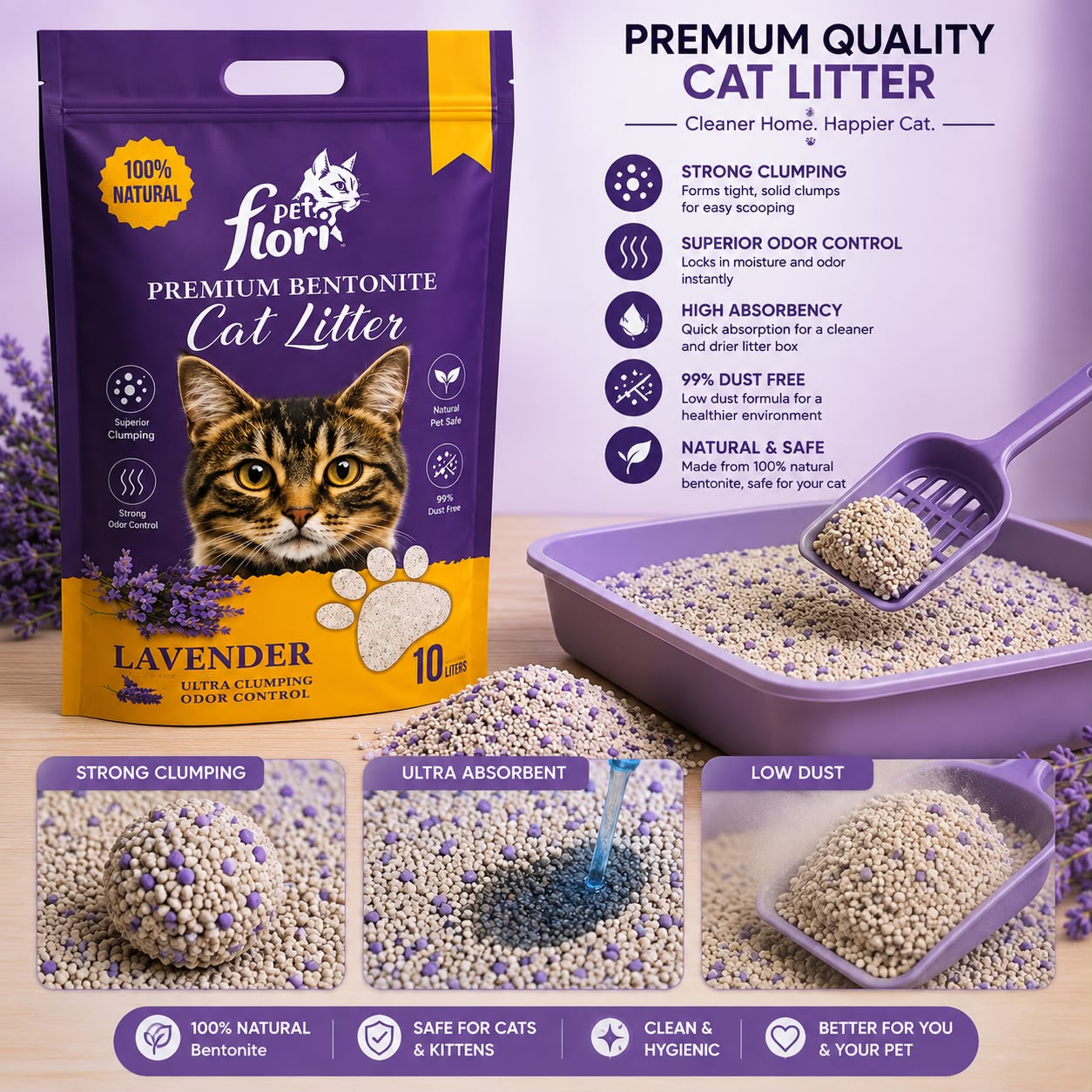 Flori Pet Premium Bentonite Cat Litter