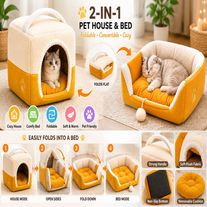 2-in-1 Pet Bed & House