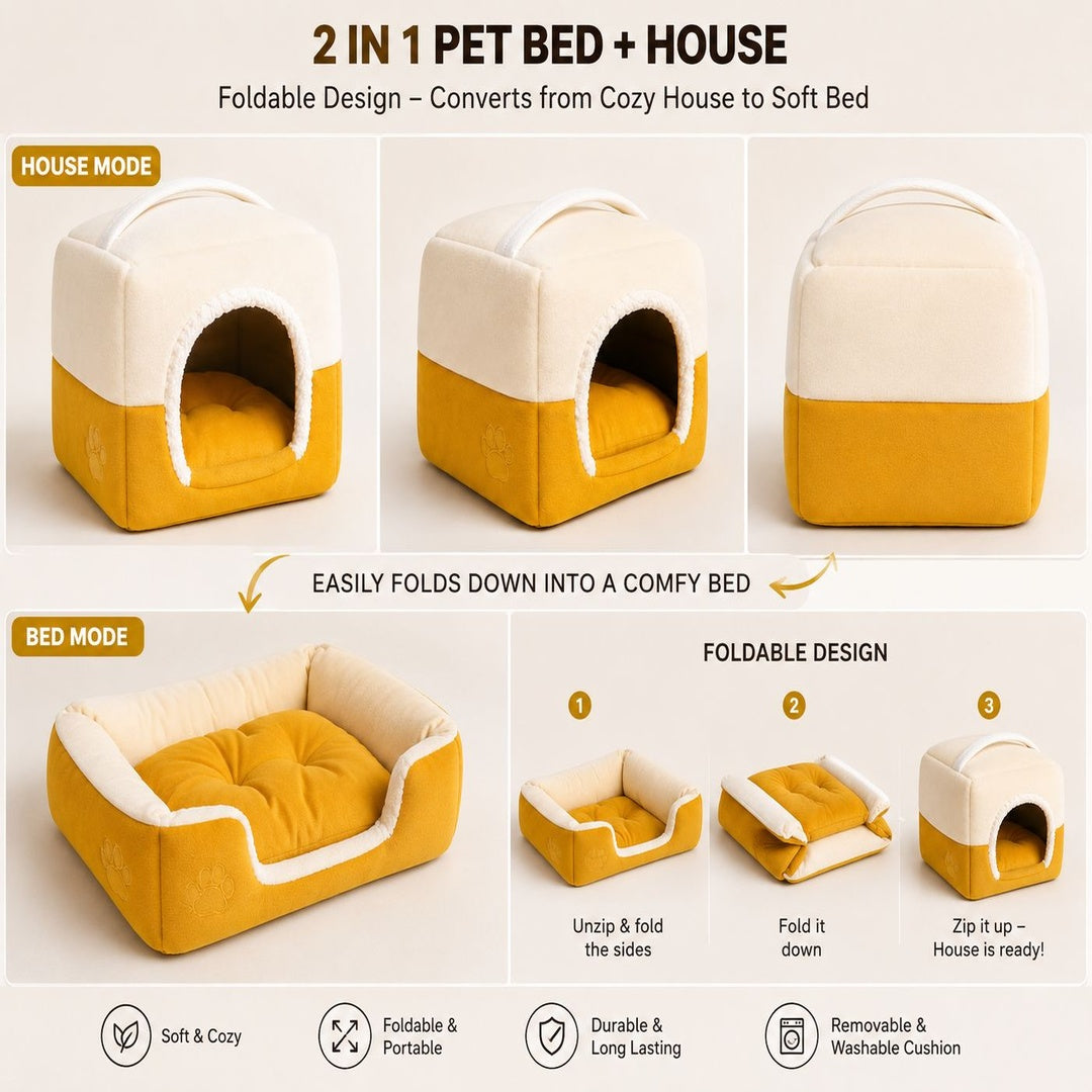 2-in-1 Pet Bed & House