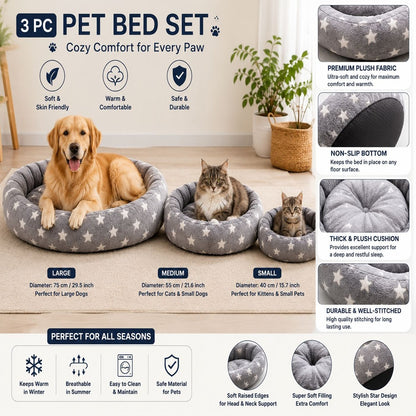 3-Piece Luxury Pet Bed Set