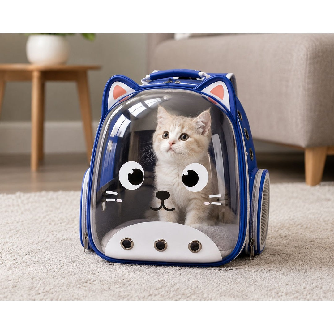 Cute Transparent Cat Face Pet Backpack Carrier