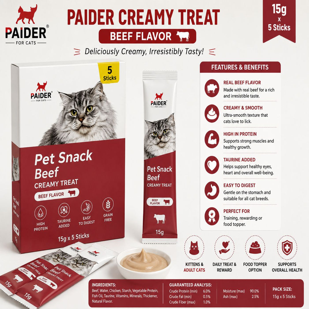 Paider Creamy Treat – Beef Flavor (15g × 5 Sticks)