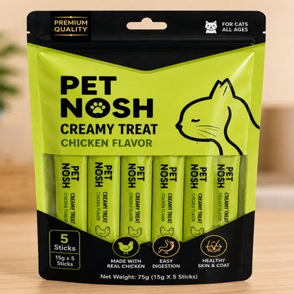 Pet Nosh Creamy Treat – Chicken Flavor (15g × 5 Sticks)