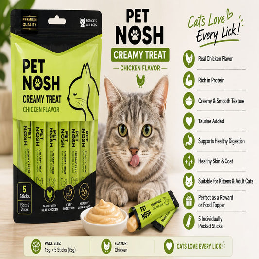 Pet Nosh Creamy Treat – Chicken Flavor (15g × 5 Sticks)