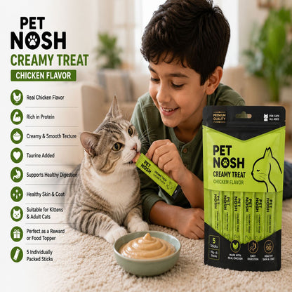 Pet Nosh Creamy Treat – Chicken Flavor (15g × 5 Sticks)