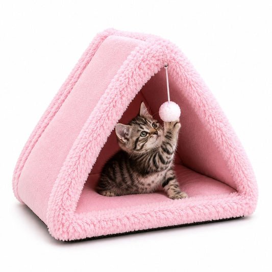 Pink Cozy Triangle Cat House