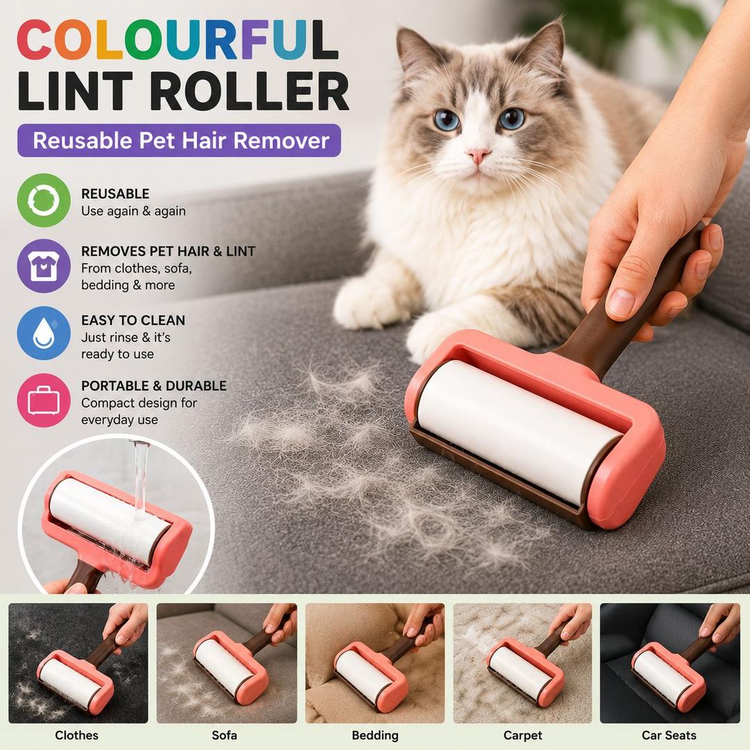Reusable Colourful Lint Roller – Pet Hair Remover