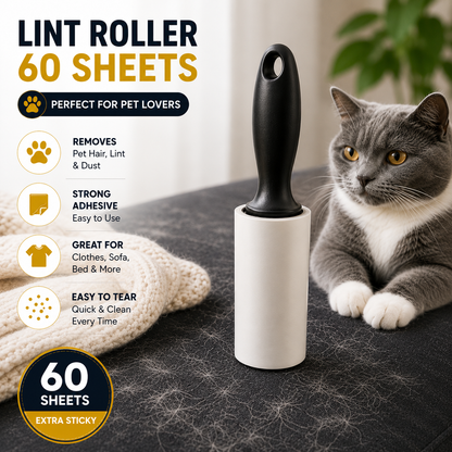 Reusable Lint Roller – 60 Sticky Sheets Pet Hair Remover