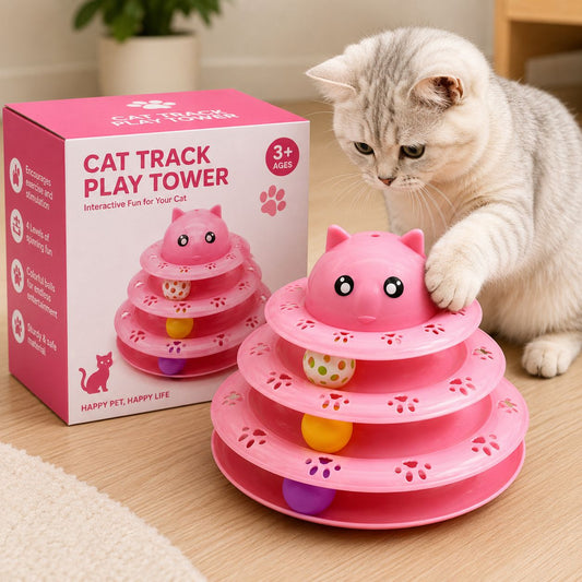Pink Cat Tower Track Interactive Toy