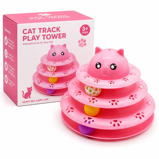 Pink Cat Tower Track Interactive Toy