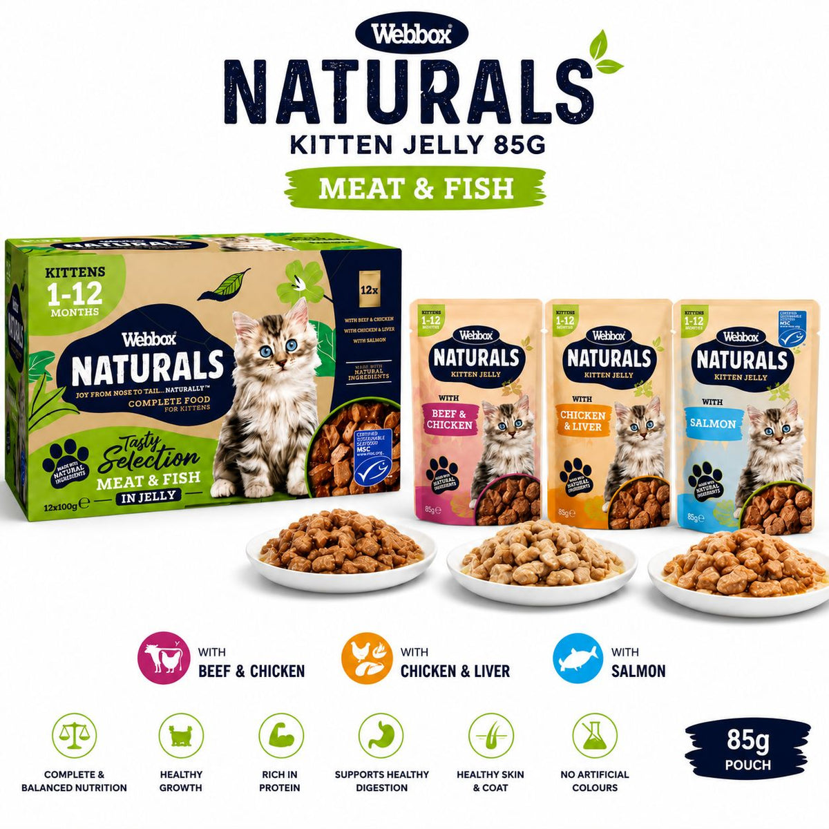 Webbox Naturals Kitten Jelley 85g | Meat & Fish