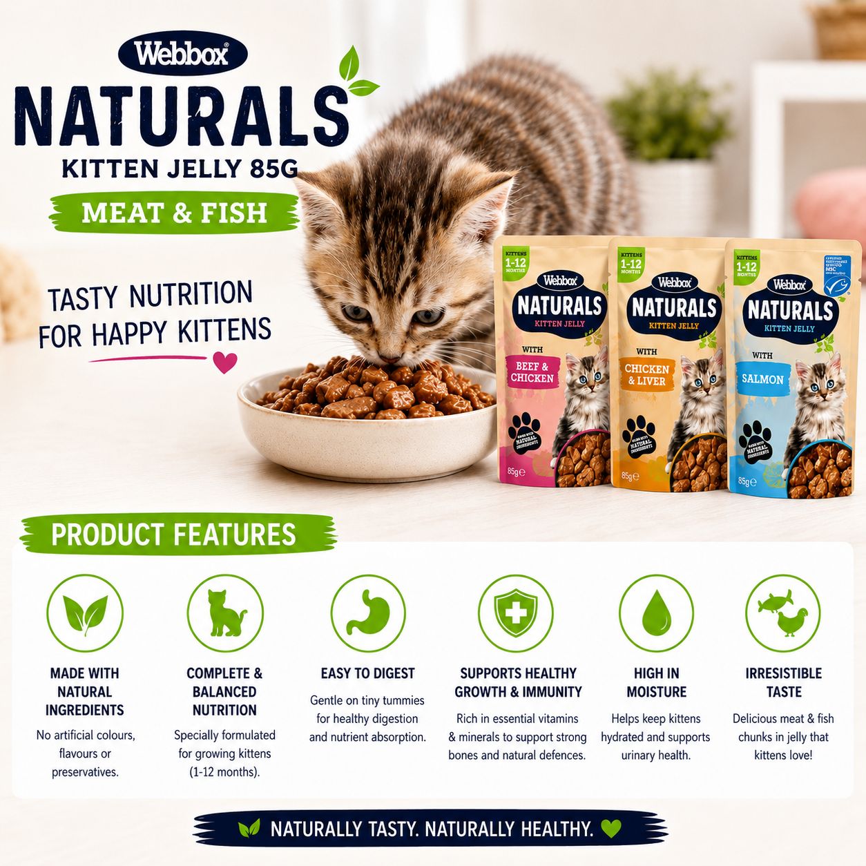 Webbox Naturals Kitten Jelley 85g | Meat & Fish
