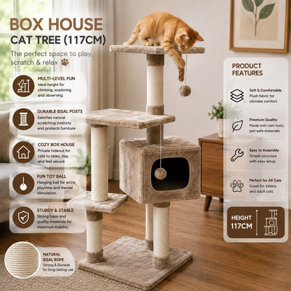 Box House Cat Tree – 117CM