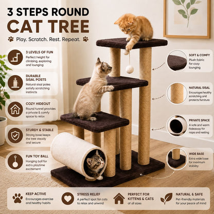 3 Steps Round Cat Tree – 85CM