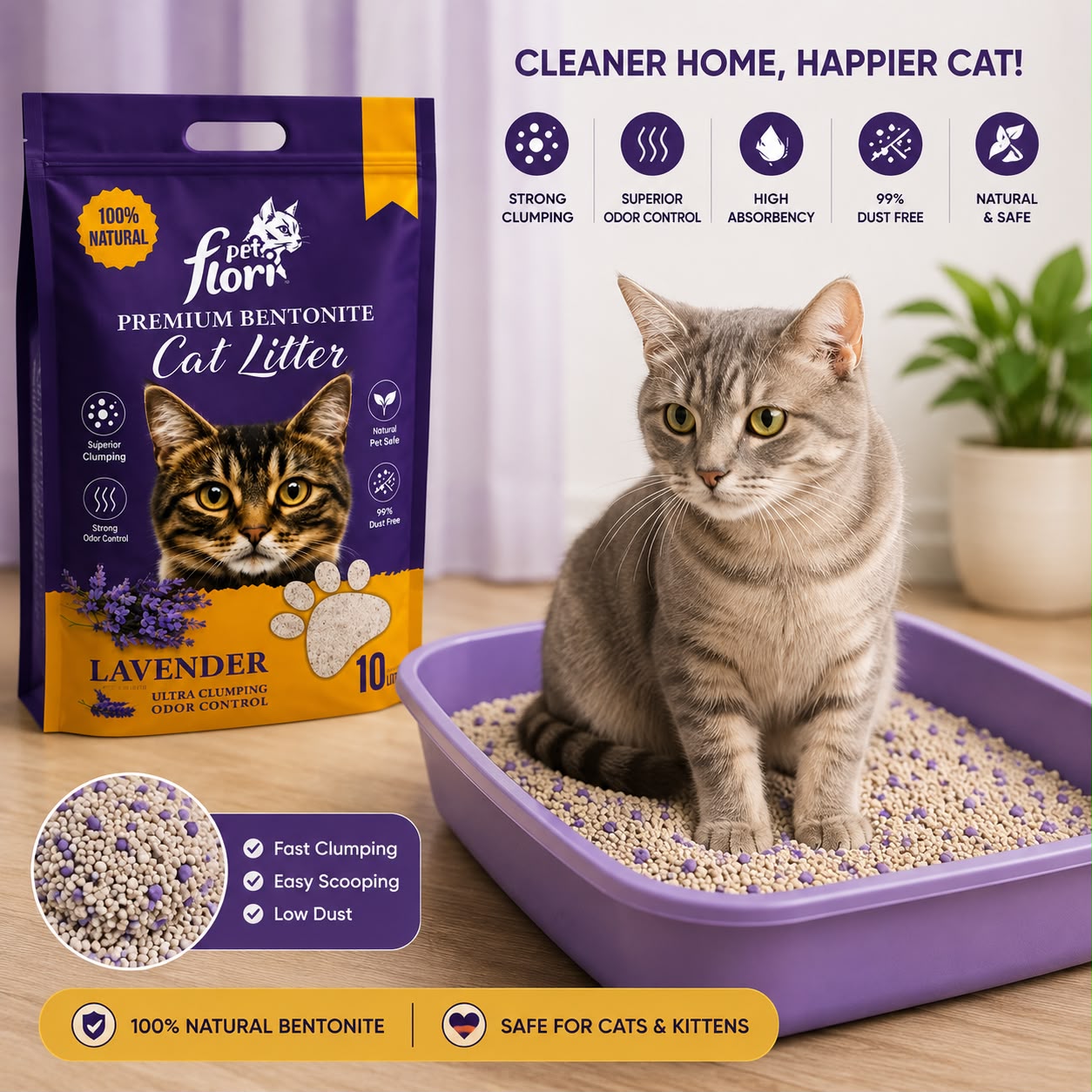 Flori Pet Premium Bentonite Cat Litter