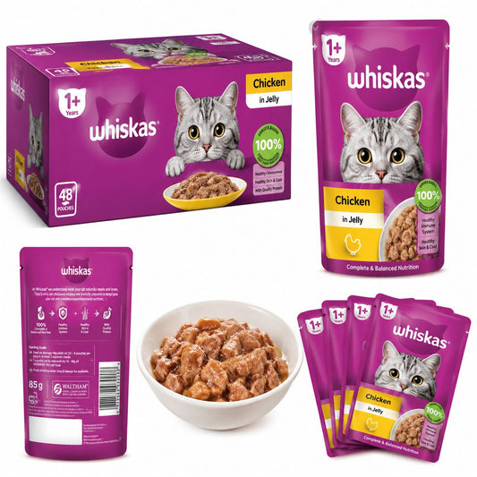 Whiskas Jelly 1+ Adult Cat Food (48 Pouches Box)